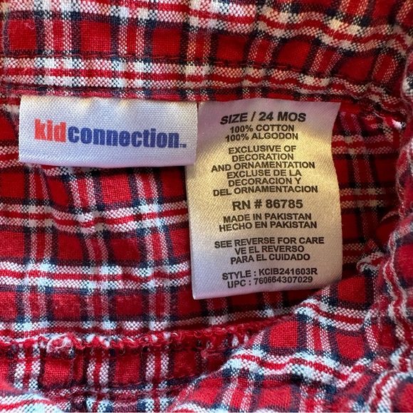 🌸3 for $20🌸 Kid Connection Red Plaid Seersucker Button Up Shirt 24 months - Picture 2 of 4